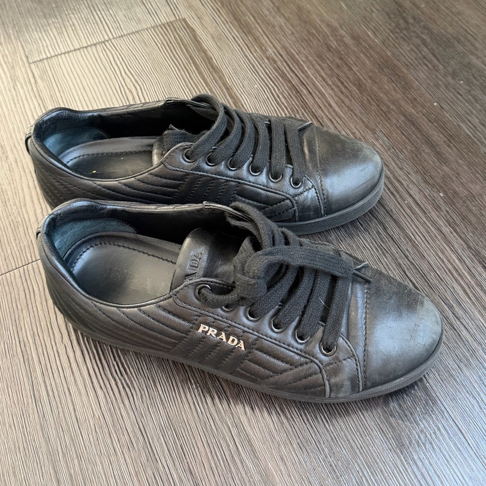 Prada  Black Leather Sneakers